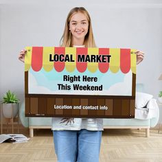 Boost Your Local Market with Customizable Market Banners! Grab attention and drive foot traffic with our high-quality, customizable market stall banners. Perfect for any occasion—whether you’re promoting a seasonal sale, a grand opening, or special offers—these banners can be tailored to reflect your brand’s unique style. Choose from a variety of sizes, colours, and designs to create the perfect display that speaks directly to your customers. All sizes of our banners are made from luxury fire retardant banner fabric, which is hard wearing and weatherproof, making our custom banners suitable for indoor and outdoor use. Finished on a laser cutting machine, to ensure the fabric doesn’t fray. The party banner has four brass eyelets, one in each corner to allow for different ways of hanging – u Drawing Pin, Market Stall, Local Market, Market Stalls, Name Banners, Photo Banner, Party Banners, Cable Ties, Edit Text