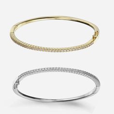 Classic Bangle CZ Bracelet - Gold Or Silver Classic Bangles, Cz Bracelet, Hinged Bracelet, Bracelet Gold, Cz Stone, Exquisite Design, Gold Bracelet, Bangles, Stainless Steel