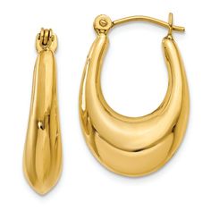 14k yellow gold polished hoop earrings. Measures approximately 15/16"L x 3/16"W and have saddleback backings. Medium Hoop Earrings, Yellow Earrings, Gold Accessories, Yellow Gold Earring, Jewelry For Her, Gold Polish, Accessories Jewelry Earrings, Fine Jewellery Earrings, Gold Hoop