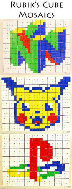 the rubik's cube mosaics are shown in different colors