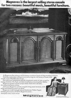 an advertisement for the magnanavox television cabinet