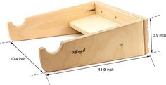 a wooden tool box with measurements for it