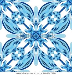 an abstract blue and white flower design