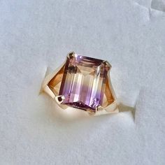 Beautiful Big Purple And Yellow Clear Ametrine Rings. Colors Of Purple And Yellow. 14k Gold Setting. Private Estate Ring In Great Condition. Stone Is Approximately Under .50 Inch In Size. Stone Is Clear Meaning It Is See Through And Is Lighter Or Darker Depending On The Angles. See All Photos And Video. Stamped 14k And A Makers Mark. Rings Purple, Engagement Wishes, Ametrine Ring, Estate Rings, Pretty Rocks, Purple And Yellow, Purple Gold, Womens Jewelry Rings, Cocktail Rings