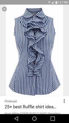 Blue Ruffle Top, Nice Fashion, Ruffle Shirt, 가을 패션, African Fashion Dresses, Karen Millen, Work Attire, Mode Inspiration, Trendy Tops