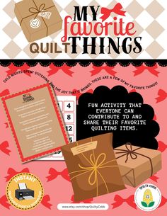 the flyer for my favorite quilting contest is shown in red, white and black