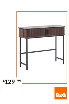 an image of a wooden table with two drawers on each side and the price tag below it