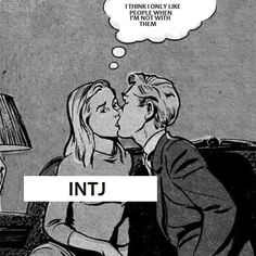 an image of a man and woman kissing in front of a lamp with the caption intj