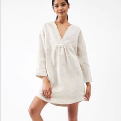 Size Small/8. But Can Fit Medium As It Is Oversized Fit. Good Length, V Neck Opening In The Front. 100% Linen In An Off White/Cream Colored. The Go To Summer Dress. I Wish It Fit Me! Casual V-neck Tunic For Brunch, Casual V-neck Linen Dress For Brunch, Relaxed Fit V-neck Tunic For Fall, Spring Linen Dress For Brunch With Relaxed Fit, Spring Brunch Linen Dress In Relaxed Fit, Spring Brunch Linen Dress With Relaxed Fit, Casual V-neck Tunic For Spring, Spring Brunch Linen Dress Relaxed Fit, Fall Beach Tunic With V-neck