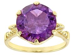 5.00ctw round amethyst 18k yellow gold over sterling silver ring. Measures approximately .050"L x 0.06"W. Not sizeable. Purple Band, Sterling Silver Dangle Earrings, Silver Earrings Dangle, Amethyst Gemstone, Buying Jewelry, Purple Amethyst, Jewelry Trends, 18k Rose Gold, Online Jewelry