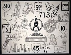 a large poster with various symbols and numbers on it's back side, depicting the route to texas