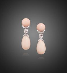 Syn Coral Dangle Drop Earrings 925 Sterling Silver Evening Party Auction Jewelry | eBay The Bling Ring, Angel Skin, Kay Jewelry, Coral Earrings, Coral Jewelry, Royal Jewels, Van Cleef, Pink Diamond, Morganite