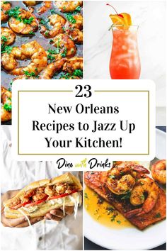 Collage of 4 new orleans recipes. The Big Easy, Cajun Cooking, Louisiana Recipes, Big Easy, Jambalaya, Game Day Food, Beignets