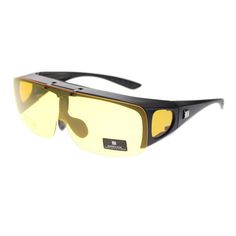 Men's wear over prescription glasses sunglasses with polarized lenses. Lenses also flips up for convenience. Size: large.  Color: Black.  Gender: male.  Age Group: adult. Orange Mirror, White Sunglasses, Fishing Women, Sports Sunglasses, Polarized Lenses, Polarized Sunglasses, Prescription Glasses, Black N Yellow, Cloth Bags