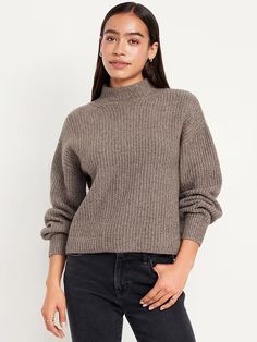 SoSoft Crop Sweater | Old Navy Old Navy Cropped Sweater, Old Navy Sweaters, Fall High Neck Relaxed Fit Sweater, High Neck Relaxed Fit Sweater For Fall, Relaxed Fit High Neck Sweater For Fall, Trendy High Neck Sweater With Ribbed Cuffs, Fall Mock Neck Top With Ribbed Neckline For Layering, Fall High Neck Turtleneck With Ribbed Cuffs, Fall Turtleneck With Ribbed Cuffs