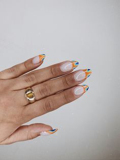 tips | trendy french nails | nail art | swirly nails | orange nails | minimalist nail art | ig:untamedbeauty.boss Trendy French Nails, Swirly Nails, Nails Minimalist, Nails Orange, Minimalist Nail, Minimalist Nail Art, Orange Nails, Nails Nail