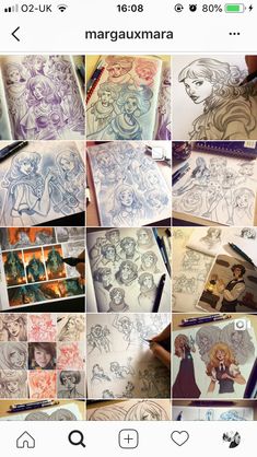 some drawings and pencils are being used to draw the characters in disney's frozen princess