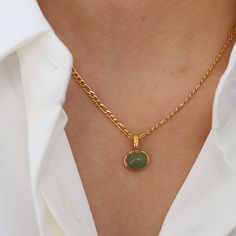 SPECIFICATIONS Pendant Size: 40+5cm Metals Type: Titanium Fine or Fashion: Fashion Chain Type: Figaro Chain Aventurine Ring, Green Aventurine Necklace, Aventurine Necklace, Romantic Necklace, Oval Necklace, Necklace Green, Figaro Chain, Gold Necklace Women, Stone Pendant Necklace