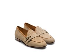 The Kennia is a chic apron toe loafer that features a woven design and double buckle strap. Its low stacked heel and slip-on style make it a smart decision for the office or a stylish alternative on the weekend. Classic Beige Loafers With Woven Sole, Office Slip-on Loafers With Tang Buckle, Elegant Spring Monk Strap Shoes With Leather Sole, Elegant Monk Strap Shoes With Leather Sole For Spring, Elegant Woven Leather Loafers For Spring, Spring Formal Loafers With Woven Sole, Luxury Slip-on Loafers With Tang Buckle, Luxury Slip-on Loafers With Buckle Closure, Semi-formal Slip-on Loafers With Tang Buckle