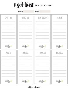 the printable goal sheet for this year's goals