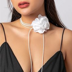 Super Cute And Stylish Ships In 5-10 Business Days Chic Spring Party Choker, Elegant Rose Jewelry For Spring, Spring Party Necklaces In White, White Necklaces For Spring Party, Flower Shaped Choker For Spring Party, Floral Choker For Spring Parties, Spring Party White Necklaces, Elegant White Choker For Summer, Elegant White Summer Choker