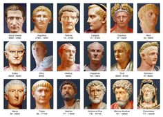 the busturines of ancient greek men and women are shown in this image, with different facial expressions