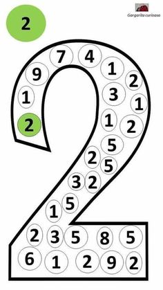 the number 2 is made up of circles and numbers to be colored by using it