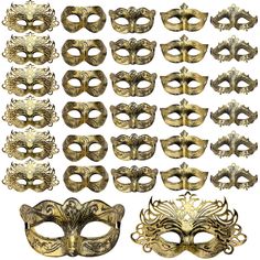 PRICES MAY VARY. Assorted Products to Meet Your Needs: you will receive 30 pieces of masquerade masks in retro and vintage color with 5 Styles, 6 of each style; Large quantity and multiple designs are suitable for family parties and various masquerades Adjustable Design to Fit Most People: each of the masquerade party decorations is equipped with straps on the 2 sides, processing a nice elasticity; The design allows it to be hold on your face without slipping off easily, suitable for most women Venetian Ball, Masquerade Mask Women, Masquerade Party Decorations, Lace Masquerade Masks, Gold Clothing, Masquerade Masks, Lace Mask, Ball Party, Venetian Masks