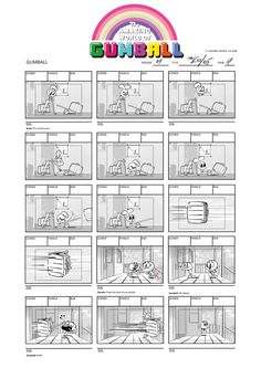 an animation storyboard showing how to make it look like the cat is sleeping in his bed