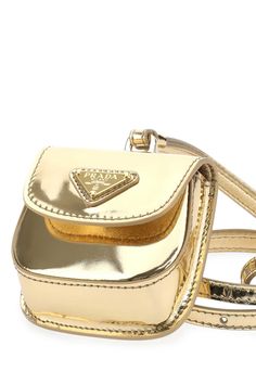 Gold Leather Air Pods Case from Prada Luxury Gold Leather Wallet, Luxury Gold Wallets For Travel, Luxury Gold Wallet For Travel, Air Pods Case, Prada Mini, Air Pod, Prada Women, Air Pods, Prada Crossbody