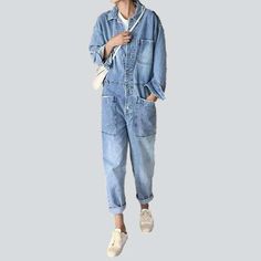 Our 2023 Spring-Summer Collection is here to bring back the nostalgia with these Nineties-inspired buttoned closure women's jeans overall! Bleached to perfection. these oversized denim shorts embody a rebellious attitude and grunge elegance. With their edgy distressed pattern and a blend of a resilient zipper and a stylish button. this is a dream denim come true!Unique Features: 90s Grunge Vibes ââ‚?Crafted to capture the spirit of the iconic '90s grunge movement. these shorts exude an effortles Casual Denim Shortalls With Pockets, Casual Relaxed Fit Shortalls For Fall, Casual Washed Denim Shortalls, Dark Wash Denim Jumpsuit With Buttons And Relaxed Fit, Casual Medium Wash Shortalls With Pockets, Relaxed Fit Dark Wash Denim Jumpsuit With Buttons, Casual Distressed Shortalls For Spring, Summer Utility Relaxed Fit Jeans, Denim Blue Buttoned Overalls For Spring