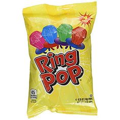 a bag of ring pop candy on a white background