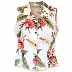 Cloud Lady’s Hawaiian Sleeveless Blouse - Made in Hawaii Dresses For Grandma, Cattleya Orchids, Hawaiian Clothing, Aloha Dress, Pretty Floral Dress, Hawaii Usa, Tropical Dress, Hawaiian Outfit, Hawaiian Dress