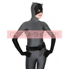 Grey Catwoman Lycra Spandex Zentai Suit Black Fitted Costume Party Set, Fitted Black Sets For Costume Party, Fitted Black Set For Costume Party, Fitted Black Set For Halloween, Catwoman Costume, Dc Comics Cosplay, Zentai Suit, Cat Woman Costume, Suits For Sale