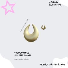 an image of a gold earring with a star on the side and text above it