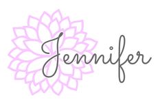 the name jennyflr written in black ink on a white background with a pink flower