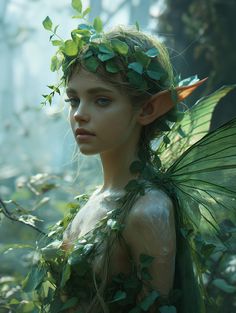 Fae People Fantasy Art, Elves And Fairies Fantasy Art, Fantasia Fairy, Chinese Fairy, Nature Fairy, Girl Face Tattoo, Nature Goddess