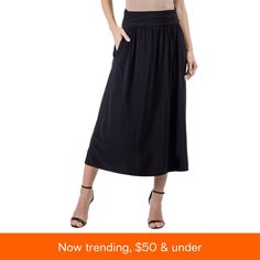 in stock Black Non-stretch Full Maxi Skirt, Midi Skirt With Pockets, Chic Skirts, Black Midi Skirt, Women Skirts Midi, Skirts With Pockets, Online Purchase, Maxi Skirt, Midi Skirt