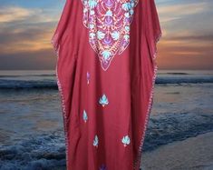 BohoChicHippie - Etsy Embroidered Kaftan, Cotton Caftan, Maxi Kaftan