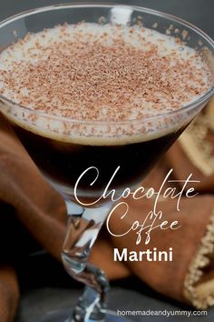 chocolate coffee martini in a glass with cinnamon sprinkles