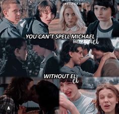 two people kissing each other with the caption that says you can't spell michael without