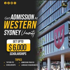 an advertisement for the western sydney university campus with students walking in front of it and onlookers