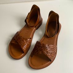 Brand New, Never Worn. Purchased From An Amalfi Town It Local Artisan Stefania. Size 38 Amalfi Town, Roman Sandals, Genuine Leather Sandals, Guest Attire, Brown Flats, Brown Leather Sandals, Brown Shoes, Summer Sandals, Brown Sandals