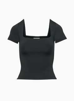 CONTOUR NEW SQUARENECK SHORTSLEEVE T-SHIRT | Aritzia Aritzia Top, Feel Nothing, Strappy Top, Square Neck Top, Latest T Shirt, Bustiers, Shirt Sale, Back To Black, Jacket Style