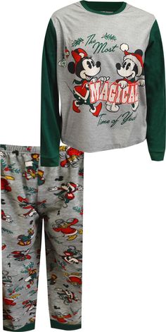 These are awesome! These super soft and cozy fleece pajamas for adults feature Disney character favorites Mickey, Minnie, Donald, and Daisy enjoying holiday festivities. What a great way to be cozy and watch a Disney Christmas movie with the family! Machine wash, easy care.