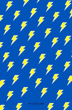 a blue background with yellow and white lightnings