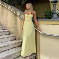 Spaghetti Strap V Neck Open Back A -Line Solid Woman Long Dress – Free From Label Mila Mikhailov, Flare Long Dress, A Line Long Dress, Solid Maxi Dress, Elegante Y Chic, A Line Maxi Dress, Sling Dress, Versatile Dresses, Festival Dress