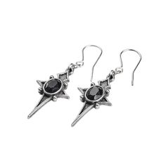 Stars of Life in gothic form, to shine in celestial darkness. Comes as Pair of 2 Made of durable high-quality pewter Detailed precision molded design Great for occasions or everyday wear Will last a lifetime with proper care Symbolic Black Earrings For Gift, Black Star-shaped Metal Jewelry, Black Star Shaped Metal Jewelry, Black Sterling Silver Symbolic Earrings, Black Symbolic Sterling Silver Earrings, Symbolic Black Sterling Silver Earrings, Gothic Star-shaped Metal Earrings, Silver Star Gothic Earrings, Black Star-shaped Metal Earrings