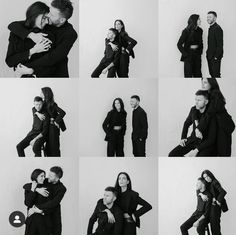 black and white photo collage of people hugging each other in front of a wall