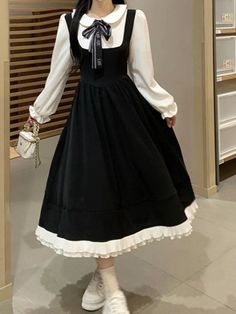 1Measurement In CM long dress size Shoulder(cm) Bust(cm) Sleeve(cm) Length(cm) M 35 88 59 108 L 36 92 60 109 XL 37 96 61 110 XXL 38 100 62 111 XXXL 39 104 63 112 4XL 40 108 64 113 5XL 41 112 65 114 1Measurement In CM short dress size Shoulder(cm) Bust(cm) Sleeve(cm) Length(cm) M 35 88 59 88 L 36 92 60 89 XL 37 96 61 90 XXL 38 100 62 91 XXXL 39 104 63 92 4XL 40 108 64 93 5XL 41 112 65 94 PLEASE NOTE: 1.Please according your own measurements to choose your suitable size. 2.This is Asian size,Pleas Harajuku Style Black Dress For Costume Party, Black Harajuku Dress For Winter, Black Harajuku Style Winter Dress, Black Harajuku Winter Dress, Harajuku Style Black Dress With Ruffles, Black Long Sleeve Harajuku Dress, Black Long Sleeve Vintage Dress For Costume Party, Black Kawaii Dress For Halloween, Kawaii Black Halloween Dress